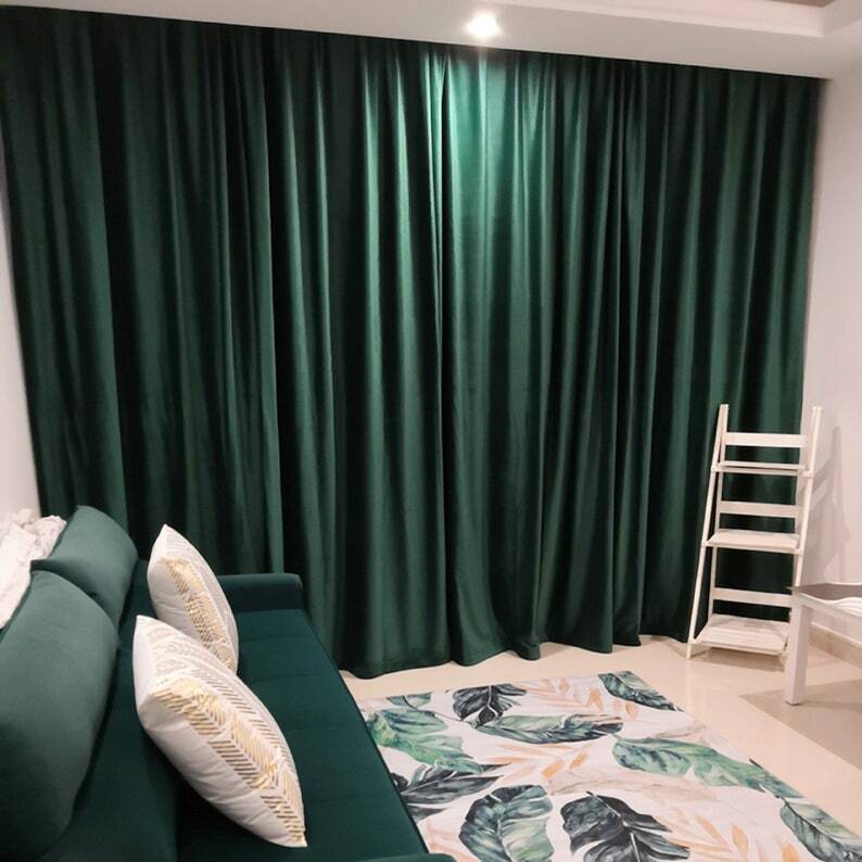 150 Centimetre Green High Quality Modern Velvet Blackout Curtains For Living Room Bedroom Dining Drape