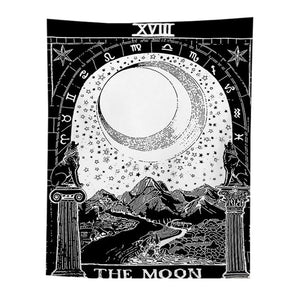 Tapestry Black The Moon 230X150 Cm Tarot Card Psychedelic Scene Art Decoration