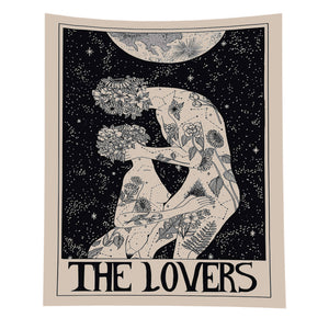 Tapestry Black Lovers 150X150 Cm Tarot Card Psychedelic Scene Art Tapestries