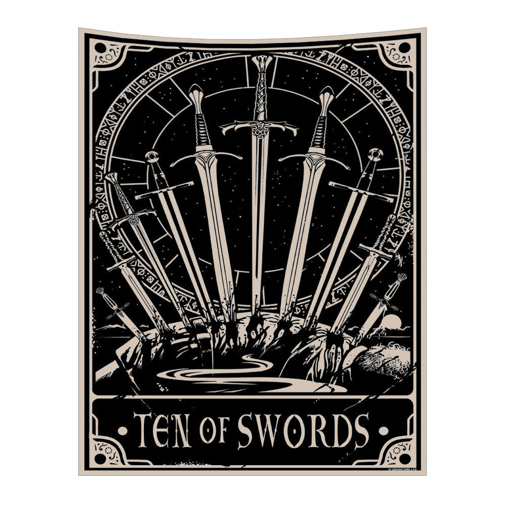 Tapestry Black Swords 230X180 Cm Tarot Card Psychedelic Scene Art Decoration