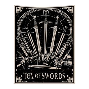 Tapestry Black Swords 230X180 Cm Tarot Card Psychedelic Scene Art Decoration