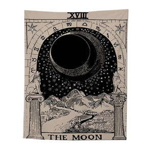 Tapestry Beige The Moon 95X70 Cm Tarot Card Psychedelic Scene Art Decoration