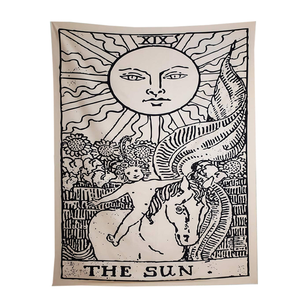 Tapestry Beige The Sun 95X70 Cm Tarot Card Psychedelic Scene Art Decoration