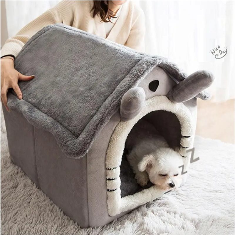 Indoor Soft Warm Plush Dog House Pet Bed