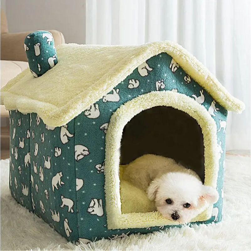 Indoor Soft Warm Plush Dog House Pet Bed