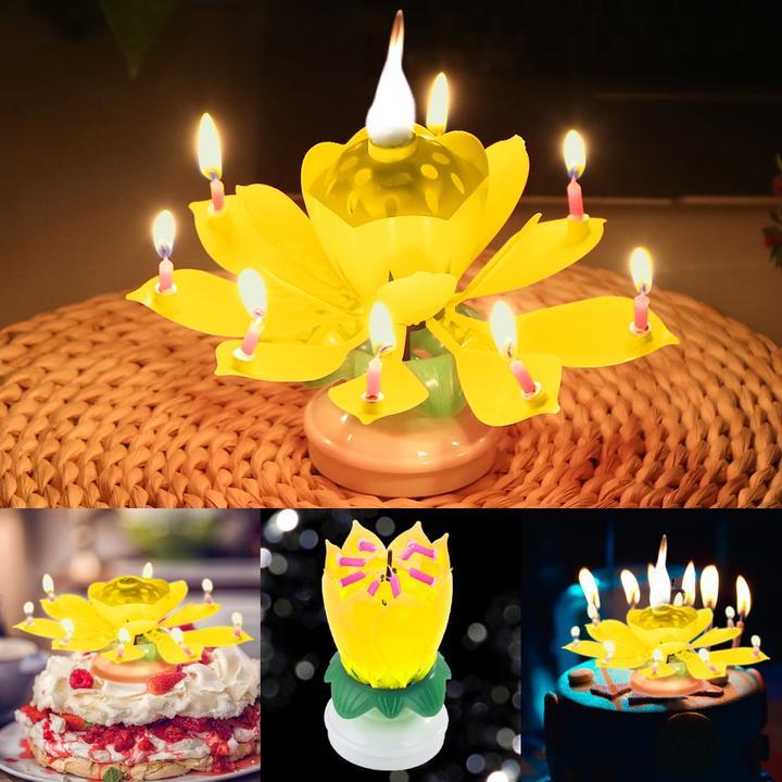 Lotus Flower Candle Cake Decorating Supplies Happy Birthday Gift