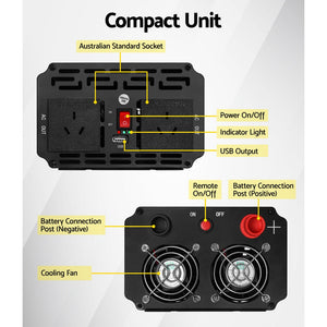 Giantz Power Inverter 2000W Or 4000W Pure Sine Wave 12V-240V Camping Boat Caravan