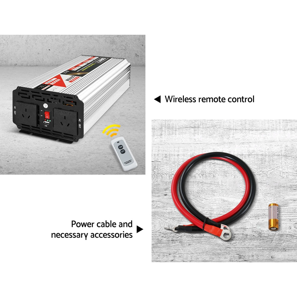 Giantz Power Inverter 2000W Or 4000W Pure Sine Wave 12V-240V Camping Boat Caravan