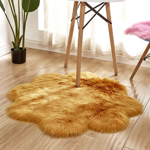 90X90cm Irregular Artificial Wool Fur Soft Plush Rug Carpet Mat Yellow Camel