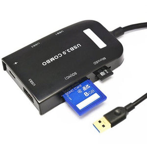 K 683 Port Usb3.0 Hub Sd / Tf Card Reader Combo Adapter Black