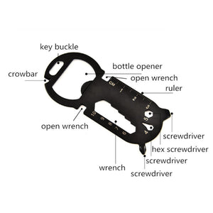 Key Tool Keychain Multi Bottle Opener Screwdriver Hex Wrench Ruler