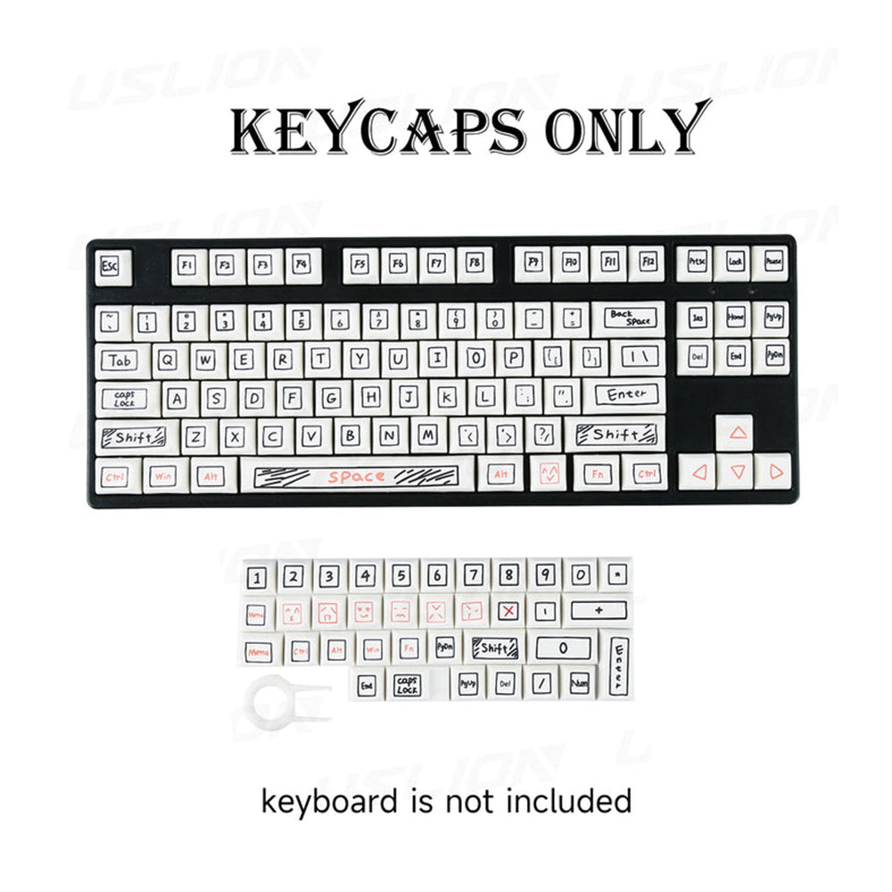 Keycap Keyboard White Notes Theme 125 Anime Keys Mechanical Keycaps For Keyboards