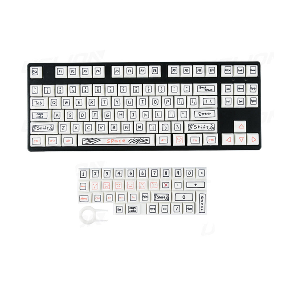 Keycap Keyboard White Notes Theme 125 Anime Keys Mechanical Keycaps For Keyboards