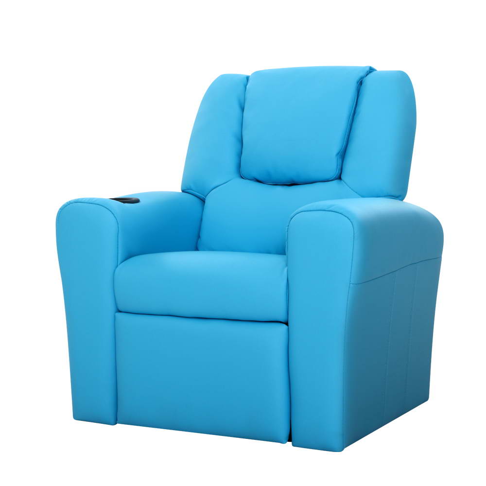 Keezi Kids Recliner Chair Blue Pu Leather Sofa Lounge Couch Children Armchair