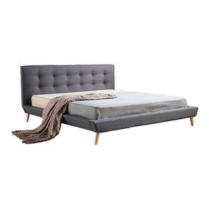 King Linen Fabric Deluxe Bed Frame Grey