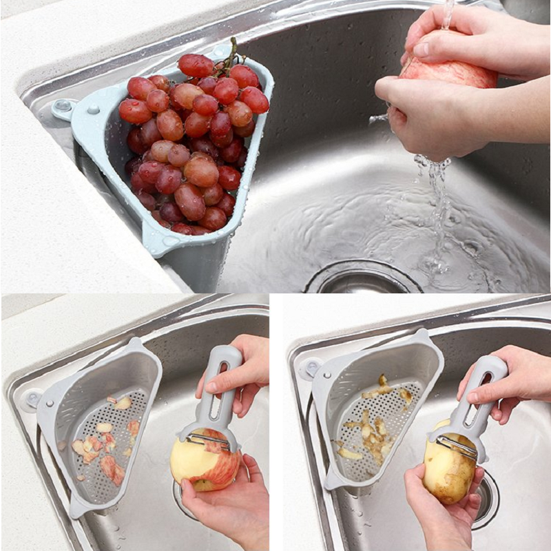 Kitchen Sink Suction Cup Sponge Holder Draining Shelf Organisation