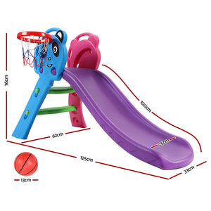 Keezi Kids Slide With Basketball Hoop Outdoor Indoor Playground Toddler