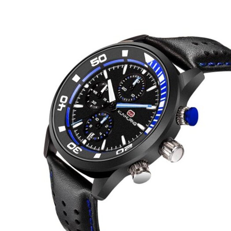 1009 Men's Sports Multi Function Watch Waterproof Calendar Blue