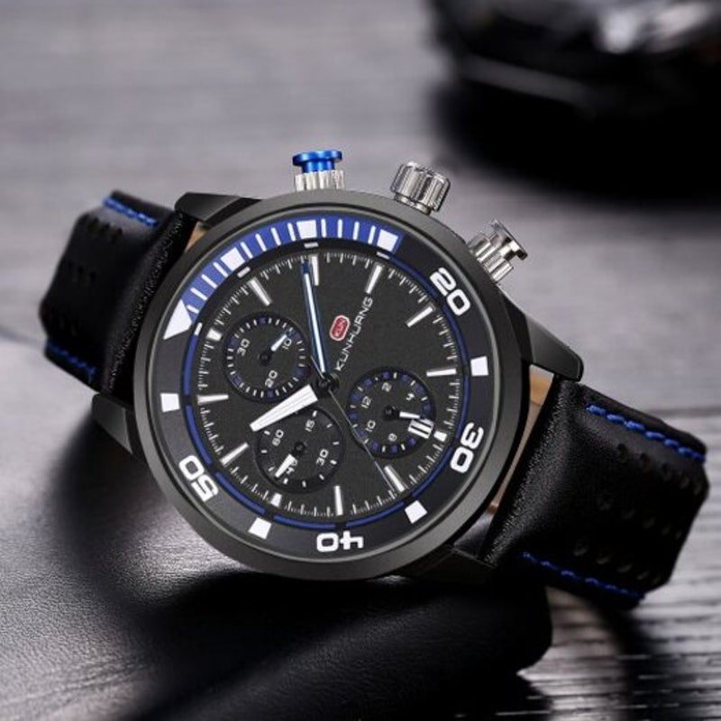 1009 Men's Sports Multi Function Watch Waterproof Calendar Blue