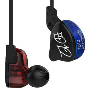 Ed12 Hifi Music In Ear Earphones With Mic Blue And Red