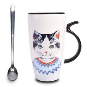 Large Capacity 600 Ml Cat Ceramic Coffee Cup Multi