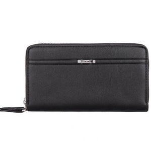 Large Capacity Business Casual Men's Soft Leather Clutch Bag With Double Layer Black