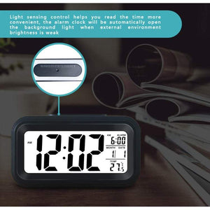 Clocks Lcd Alarm Battery Operated Cordless Digital Smart Sensor Night Light Date Snooze Temperature 12 / 24Hr Switchable