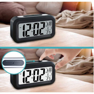 Clocks Lcd Alarm Battery Operated Cordless Digital Smart Sensor Night Light Date Snooze Temperature 12 / 24Hr Switchable