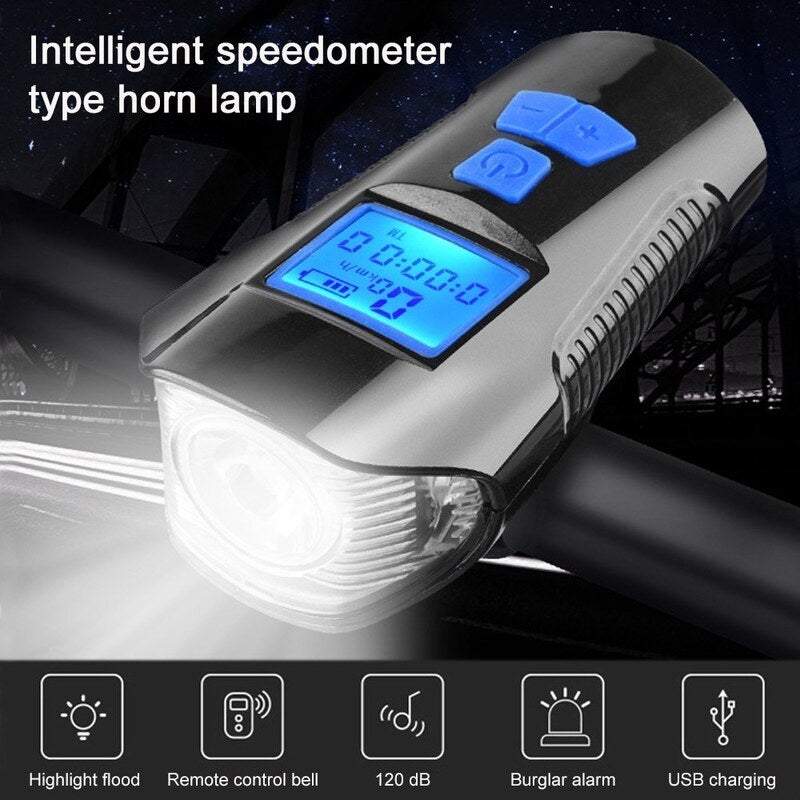 Bike Lights Waterproof Usb Charging Lcd Screen Bicycle Handlebar Cycling Flashlight