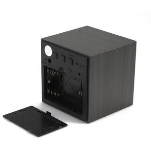 Led Display Wooden Alarm Clock Black