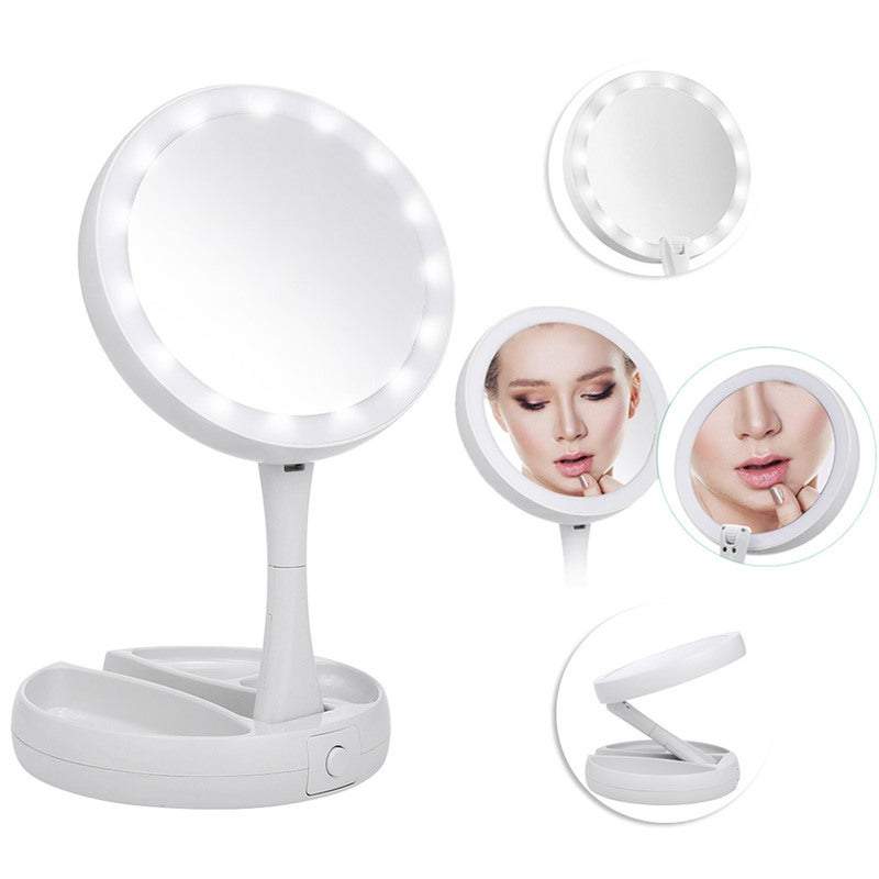 Makeup Mirrors Double Sided Foldable Led Illuminated 10X Magnification