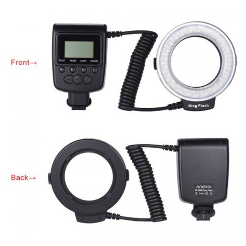 Led Ring Flash Light Speedlight For Nikon Canon Olympus Pentax Fujifilm Dslr Cameras Shoe Black