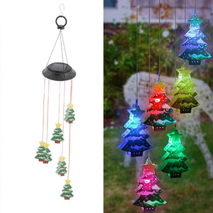 Led Solar Christmas Tree Wind Chime Lights Energy Saving Color Changing Bul