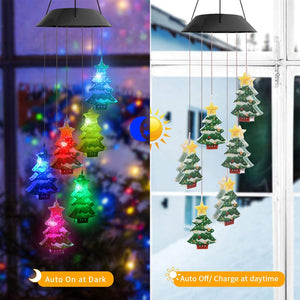 Led Solar Christmas Tree Wind Chime Lights Energy Saving Color Changing Bul