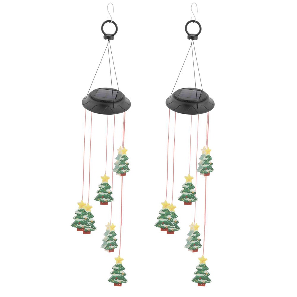 Led Solar Christmas Tree Wind Chime Lights Energy Saving Color Changing Bul