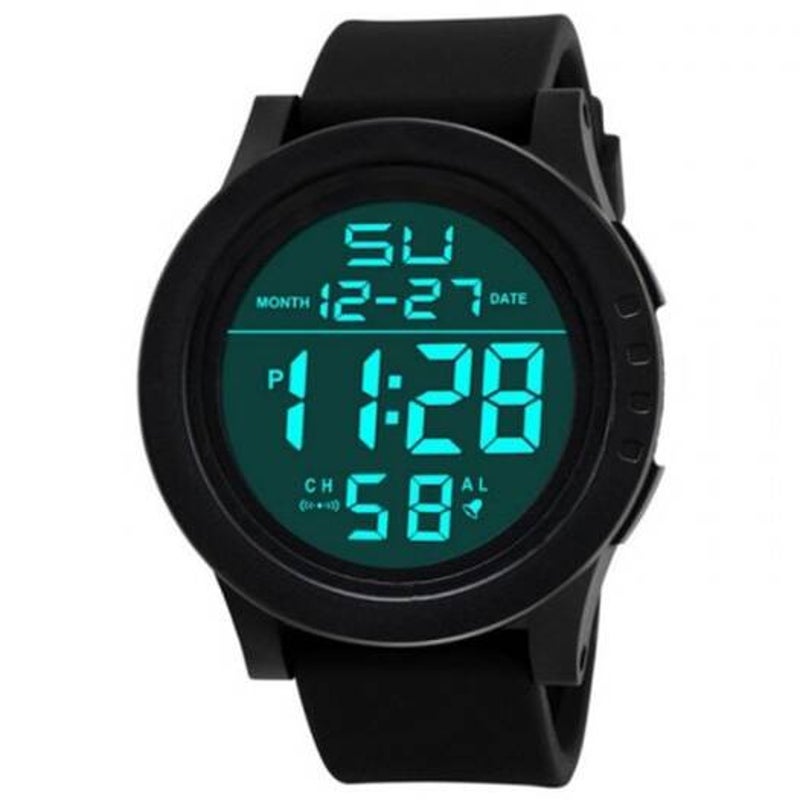 Led Waterproof Digital Quartz Watch Military Sport Men's Black