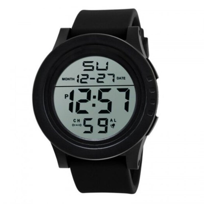 Led Waterproof Digital Quartz Watch Military Sport Men's Black