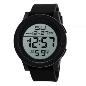 Led Waterproof Digital Quartz Watch Military Sport Men's Black