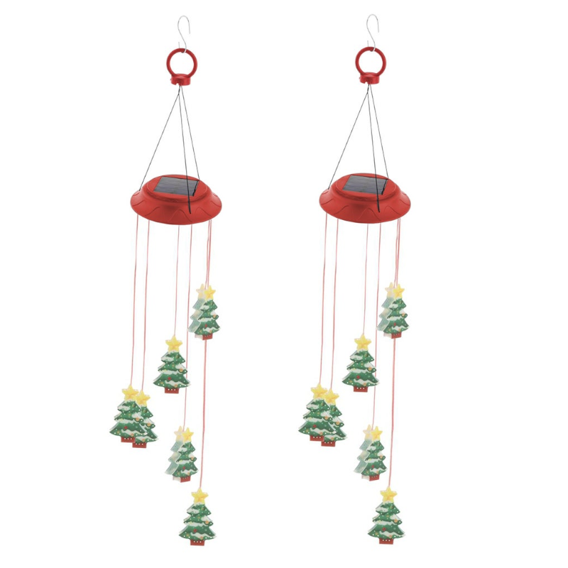 Led Solar Christmas Tree Wind Chime Lights Energy Saving Color Changing Bul