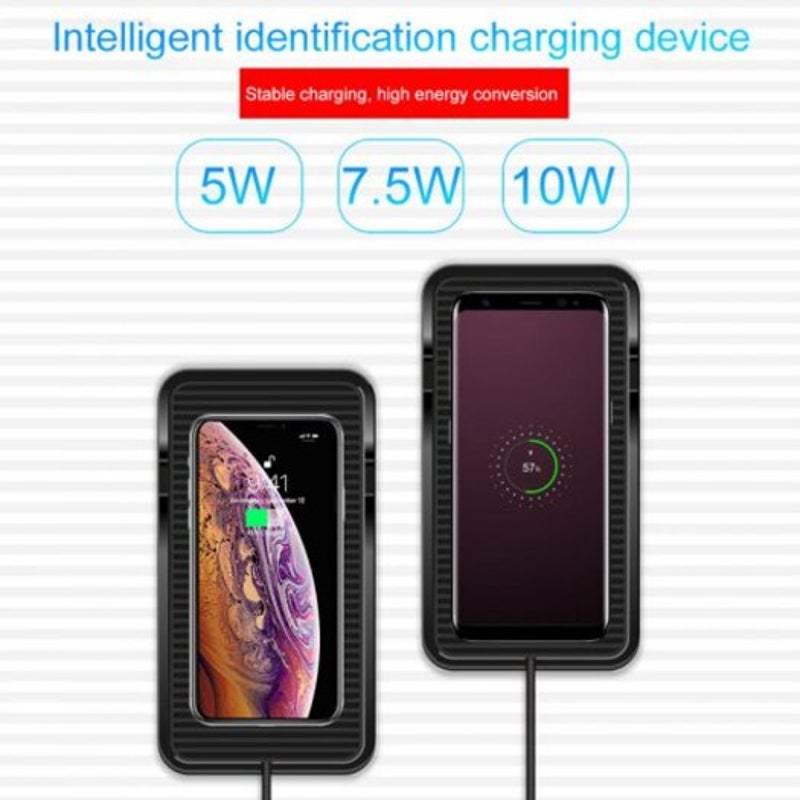 Qi Car Wireless Charger 10W Fast Charging Non Slip Dashboard Phone Black