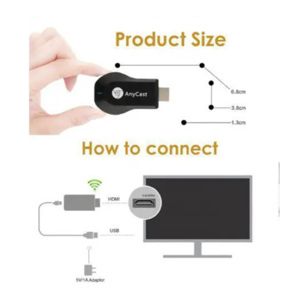 Wireless Hdmi Media Video Display Receiver Tv Stick Dlna Airplay Miracast M2 Plus