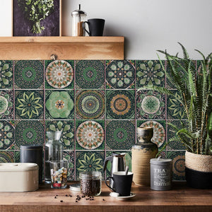 Wallpaper Green 15 Centimetre X 24 Pieces Modern Retro Style Pvc Tile Stickers Waterproof Self Adhesive Decor