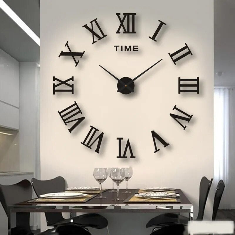 Wall Clock Gold Design 37 Inch 3D Diy Mirror Acrylic Sticker Quartz Watch