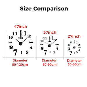 Wall Clock Silver Design A 27 Inch 3D Diy Mirror Acrylic Sticker