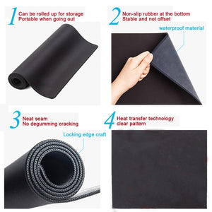 Mouse Pad Green 400X900x5mm Leaves Computer Keyboard Non Slip Rubber Mat