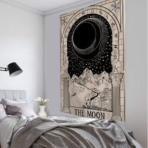 Tapestry Beige The Moon 150X130 Cm Tarot Card Psychedelic Scene Art Decoration