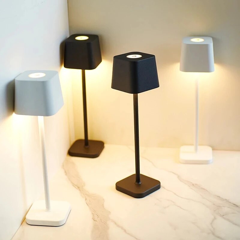 Lightning Rechargeable Black Touch Sensor Table Lamps For Decor