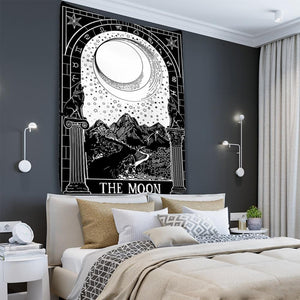 Tapestry Beige The Moon 95X70 Cm Tarot Card Psychedelic Scene Art Decoration