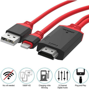 Lightning To Hdmi Cable Is Compatible With Iphone X / 8 7 6 Plus Ipad Ipod Itouch 1080P High Speed Video Av Connector Co