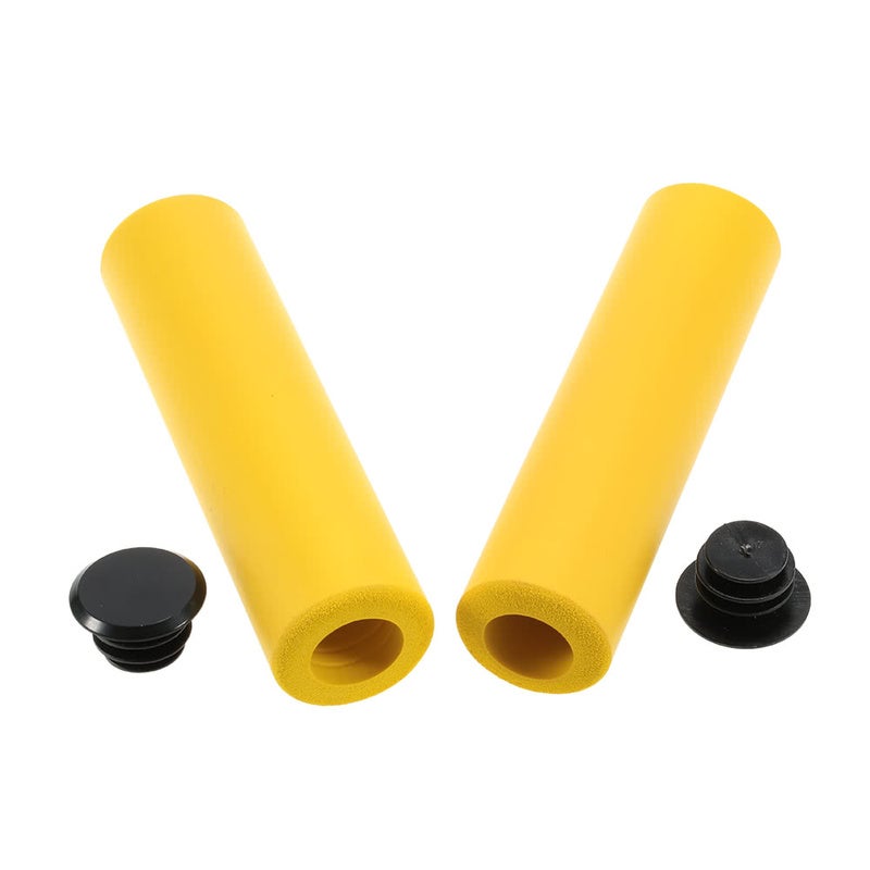 Lixada 1Pair Bicycle Handlebar Grips Silicone Foam Bar End Casing With Caps Yellow